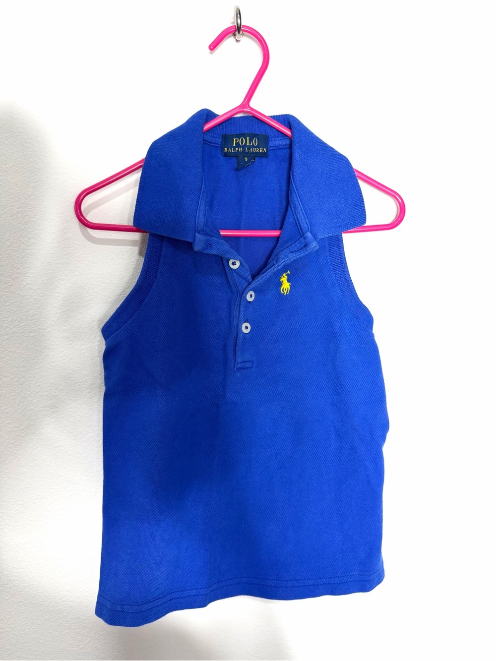 Polo by Ralph Lauren Royal Blue Sleeveless Polo with Yellow Pony